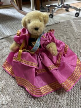 Gorgeous Plush Muffy Vanderbear in Pink Gold-Trim Dress